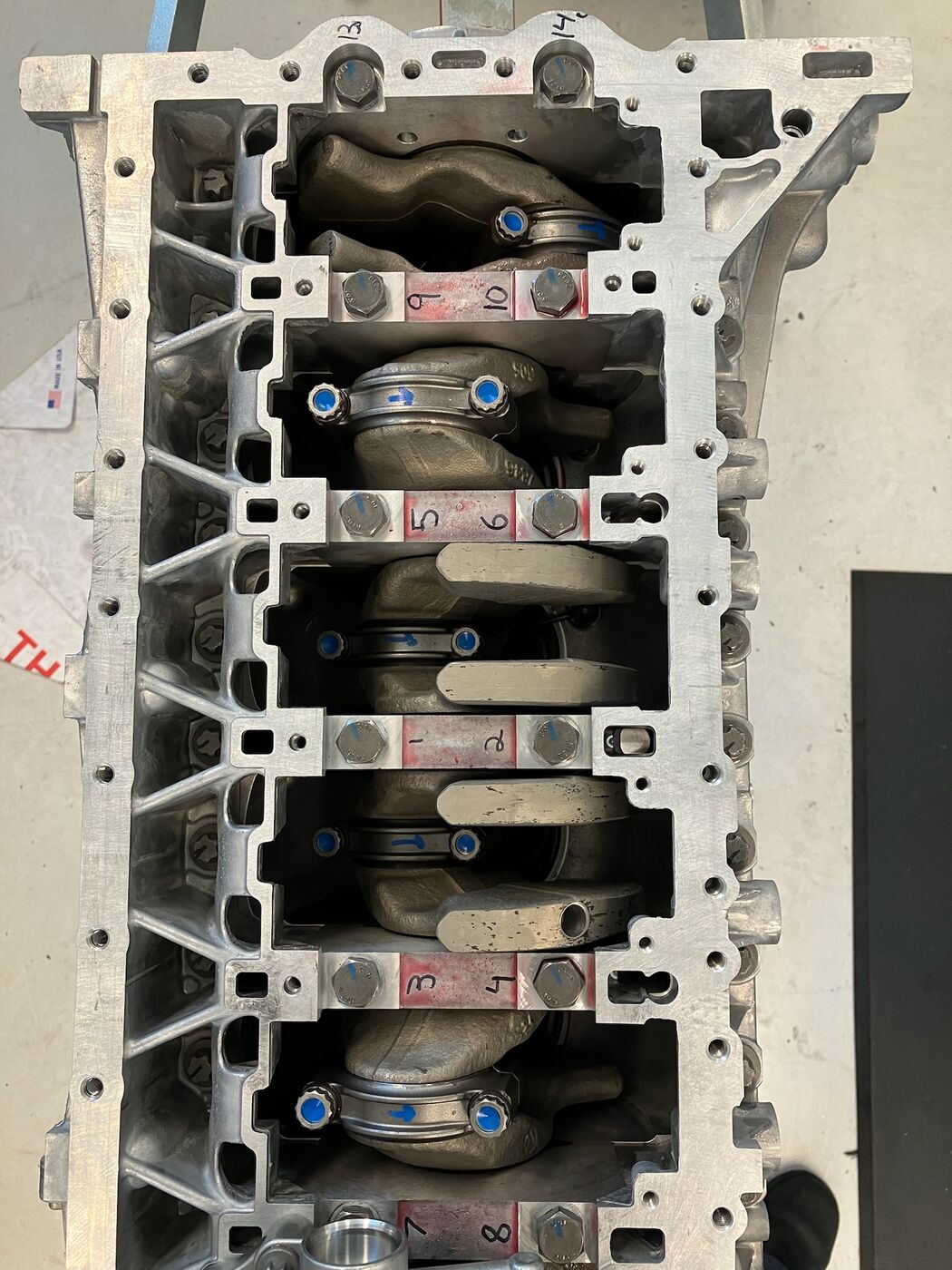 S55 bottom end with Carrillo connecting rods and CARR rod bolts on the crankshaft